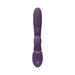 Purple rechargeable silicone vibrator with ergonomic design and multiple control buttons on the handle.
