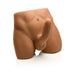 Medium-sized realistic male torso masturbator with posable 7-inch dildo in natural skin tone.