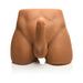 Medium skin tone jock-style masturbator with a posable 7-inch dildo and realistic body contours.