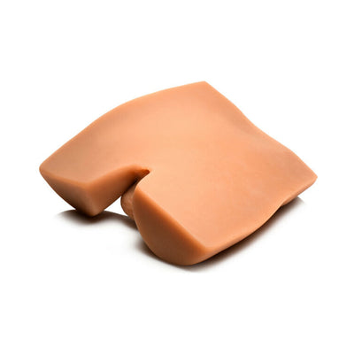 Medium-sized jock ass masturbator with a poseable 7-inch dildo, made from smooth, skin-toned material.