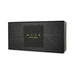 Black rectangular Maze by Bijoux Indiscrets box with gold lettering and geometric line patterns