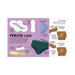 Illustrated guide to period care showing pads, tampons, menstrual cup, and menstrual underwear with instructions on how to insert cups and tampons.
