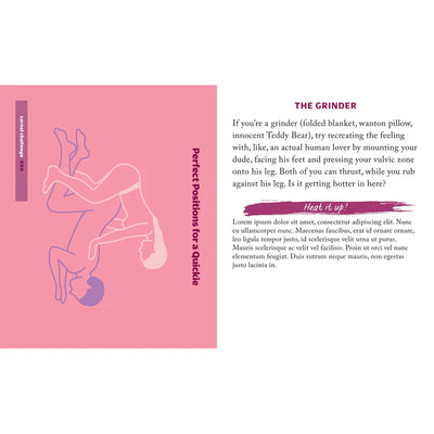 Illustrated guide from COSMO's Hot Sex Moves showing "The Grinder" position with step-by-step instructions for a quick intimate moment.