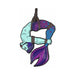 Enamel pin of a blue-skinned merman with purple and blue tail, depicted in a flexible pose with rope accents.