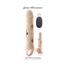 Silicone Zero Tolerance Big Boy Extender with peek-a-boo holes and remote control showing 25-foot range, beige color.