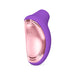 Compact purple and rose gold LELO Sona 2 Travel sonic clitoral stimulator with sleek ergonomic design.
