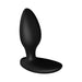 Black silicone We-Vibe Ditto+ vibrating anal plug with smooth, curved shape and wide base for comfort and control.