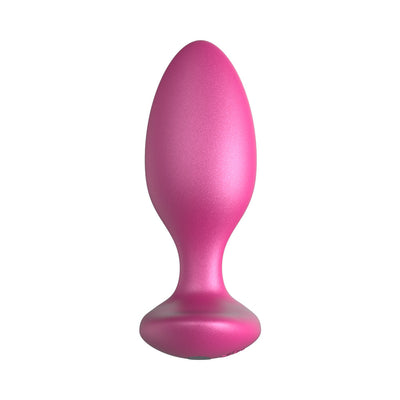 Pink silicone anal plug with a smooth, tapered shape and flared base, designed for comfortable and controlled use.