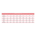 US women's lingerie size chart with measurements for bust, waist, hip, rise, and weight in various sizes XS to XL and combo sizes.