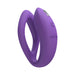 Purple We-Vibe Sync O couples vibrator with flexible O-shaped design and control buttons on a white background.
