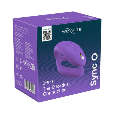 Purple We-Vibe Sync O couples vibrator packaging with product image and tagline The Effortless Connection.
