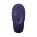 Top view of purple Vive Yuna dual motor vibrator showing control buttons and sleek silicone design.