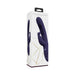 Packaging box of Vive Mika rechargeable triple motor vibrating rabbit in dark purple with gold geometric accents.