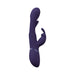 Purple rechargeable triple motor vibrating rabbit with curved shaft and clitoral stimulator.