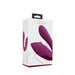 Packaging box of Vive Yumi rechargeable dual action G-spot vibrator in deep purple with massaging beads, shown on white background.