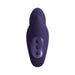 Purple rechargeable triple motor vibrator with control buttons and smooth silicone finish