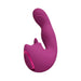Pink rechargeable dual motor G-spot vibrator with textured tip and control buttons on the base.