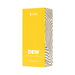Zini Dew dual pleasure rabbit vibrator packaging in bright yellow with white and beige abstract side design.