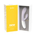 Zini Dew Purple Hydrangea dual pleasure rabbit vibrator in white and lavender with yellow and white packaging box.