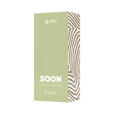 Packaging box of Zini Soon Legion Blue dual precision G-spot vibrator with minimalist design and body-safe silicone label.