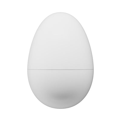 Compact white egg-shaped male pleasure device with smooth matte finish and discreet design.