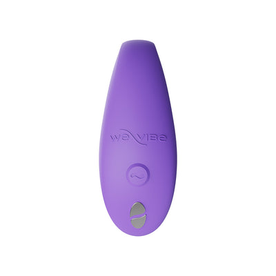 Purple We-Vibe Sync Go couples vibrator with ergonomic shape and control buttons on white background.