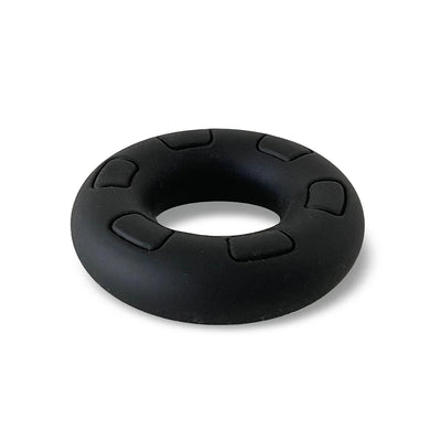 Black silicone ring with raised textured grips, designed for comfort and secure fit.