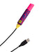 Colorful ROMP Pleasure Air Lipstick clitoral stimulator with USB charging cable on white background.