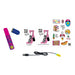 ROMP Pleasure Air Lipstick with cap, USB charging cable, quick start guide, safety info, and colorful sticker sheet.