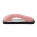 Elegant pink curved personal massager resting on a sleek black and silver charging base.