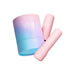 Pink Vush Gloss bullet vibrator with matching pastel gradient storage case on white background