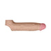 Realistic flesh-toned silicone sheath with detailed texture and pink tip, designed for intimate use.
