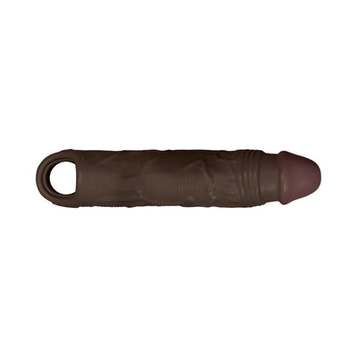 Dark brown flexible shaft sheath with textured surface and rounded tip, designed for enhanced comfort and fit.