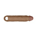 Realistic brown silicone shaft sheath with textured surface and open ring base for secure fit.