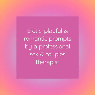 Colorful gradient background with text highlighting erotic, playful, and romantic prompts by a professional sex and couples therapist.