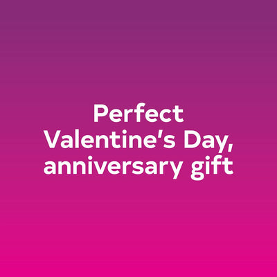 Text on a pink to purple gradient background reads Perfect Valentine's Day, anniversary gift.