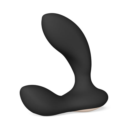 Black ergonomic prostate vibrator with curved design and smooth finish for targeted stimulation.