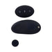 Black wireless remote control and rechargeable vibrator with three buttons and magnetic clasp accessory for discreet use.