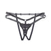 Black adjustable high-waisted strap on harness with reinforced padding and interchangeable O-ring.