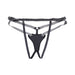 Black adjustable high-waisted strap on harness with reinforced padding and multiple buckles for a custom fit.