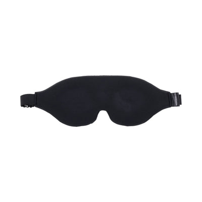Black Sportsheets Blackout Blindfold with adjustable elastic strap and contoured memory foam eye divots for comfort and sensory deprivation.