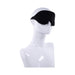 Black Sportsheets Blackout Blindfold with adjustable elastic strap displayed on a white mannequin bust against a white background.
