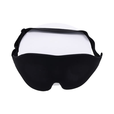 Black Sportsheets Blackout Blindfold with adjustable elastic strap and contoured memory foam design for comfortable sensory deprivation.