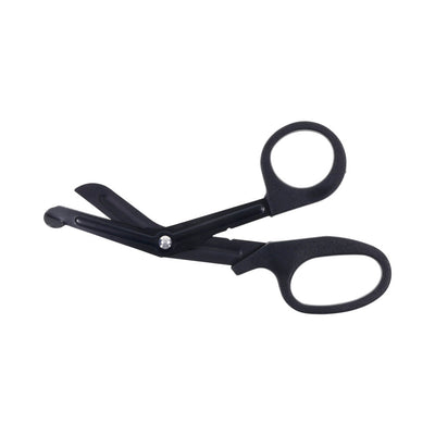 Black safety shears with rounded tips and ergonomic handles for safe cutting in bondage play.