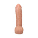 Vanilla-colored 12-inch realistic dildo with detailed texture and suction cup base, made from soft Ultraskyn material.