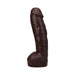 Realistic dark brown 12-inch Vac-u-lock compatible dildo with detailed texture and suction cup base.