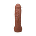 Realistic 12-inch Vac-u-lock dildo in rich brown with lifelike texture and suction cup base for hands-free use.