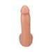 Vanilla-colored 7-inch realistic dildo with balls and suction cup base, made from soft Ultraskyn material.