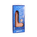 7-inch realistic vanilla-colored dildo with balls in blue Doc Johnson Ultraskyn packaging, dual density design.