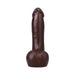 7-inch realistic chocolate-colored dildo with textured veins and suction cup base for hands-free use.